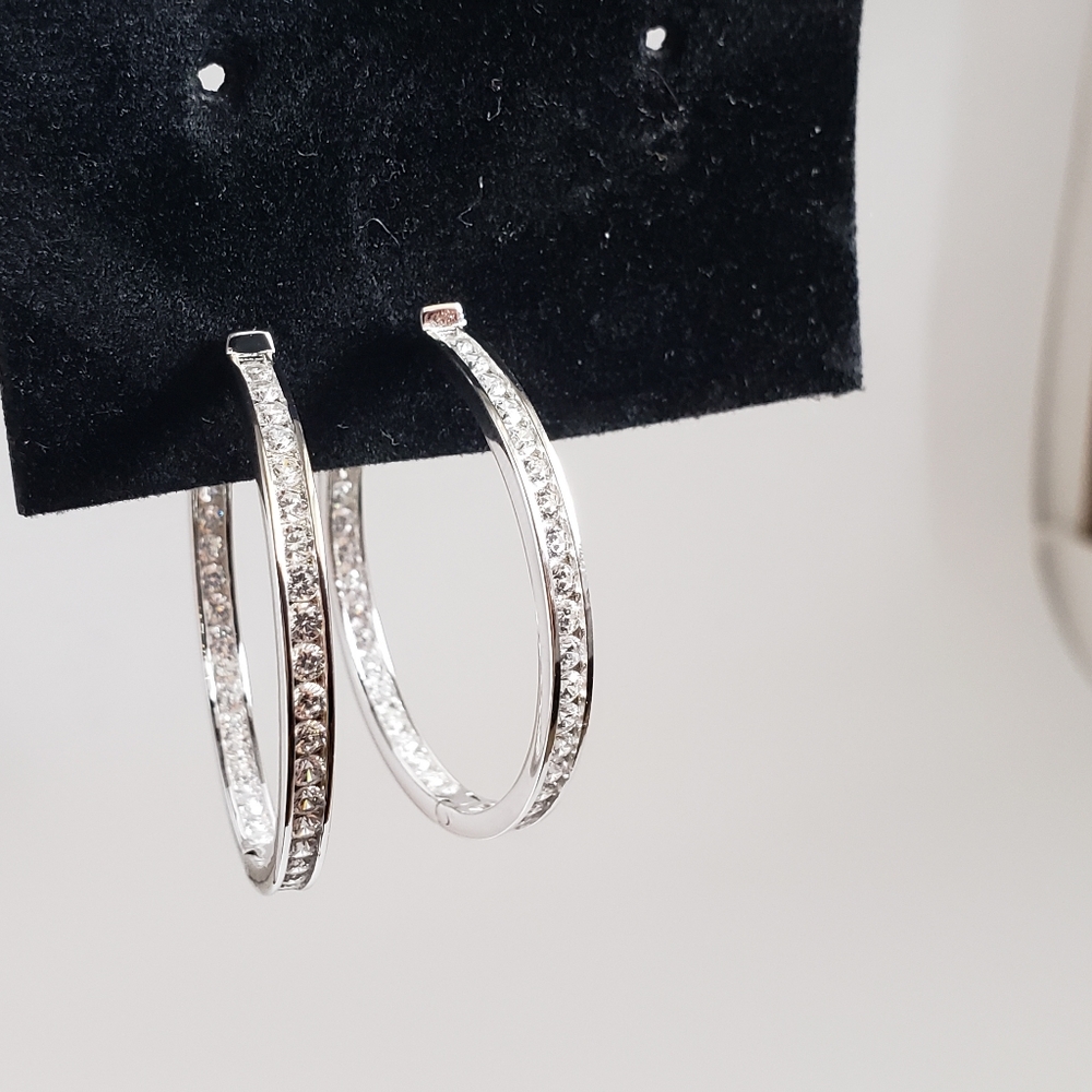 925 sterling silver cz insideout hoop earrings